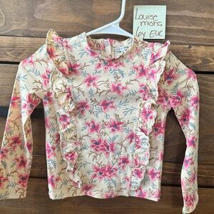 MISHA COLLECTION Cream and Pink Long Sleeve Floral Tee